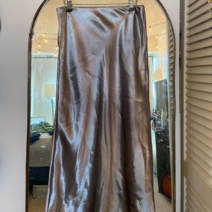 Satin silver slippery skirt